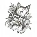 Lily flower and cat paw print tattoo design idea
