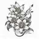 Lily flower and cat paw print tattoo design idea