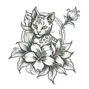 Lily flower and cat paw print tattoo design idea