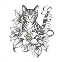 Lily flower and cat paw print tattoo design idea