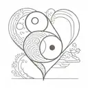 yin-yang for intro/extrovert balance, teardrop for empathy, sun/mountains for nature/travel love, intricate lines for in tattoo design idea