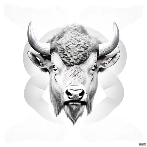 buffalo on chest with horns on shoulders tattoo design idea