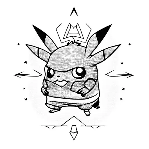 Pikachu in Oogie Boogie hoodie tattoo design idea