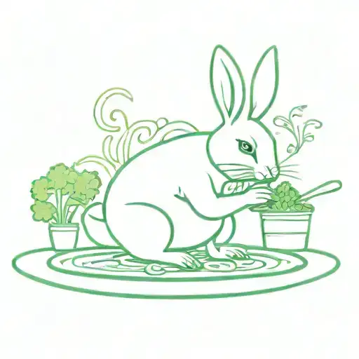 Create a design featuring a bunny chef preparing a delicious green dish, combining your passion for eating greens and tattoo artistry tattoo design idea
