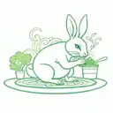 Create a design featuring a bunny chef preparing a delicious green dish, combining your passion for eating greens and tattoo artistry tattoo design idea