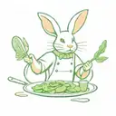 Create a design featuring a bunny chef preparing a delicious green dish, combining your passion for eating greens and tattoo artistry tattoo design idea
