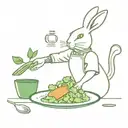 Create a design featuring a bunny chef preparing a delicious green dish, combining your passion for eating greens and tattoo artistry tattoo design idea