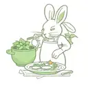 Create a design featuring a bunny chef preparing a delicious green dish, combining your passion for eating greens and tattoo artistry tattoo design idea
