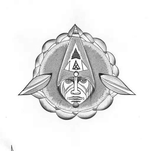 crescent for a Native American family that's royalty and add Native American animals and designs from Michigan  tattoo design idea