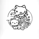 Hello Kitty, Bold Red lines, Creative, Traditional tattoo design idea