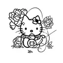 Hello Kitty, Bold Red lines, Creative, Traditional tattoo design idea