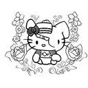 Hello Kitty, Bold Red lines, Creative, Traditional tattoo design idea