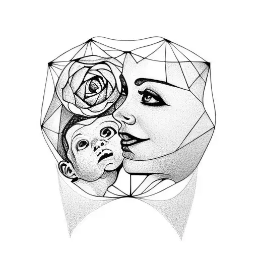 mother and child tattoo design idea