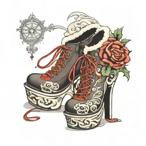 winter platform shoes tattoo design idea