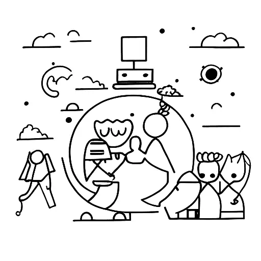 A minimalist tattoo of a lonely figure surrounded by friends and family, reflecting the client's occupation as a caring person who experiences both companionship and loneliness. tattoo design idea