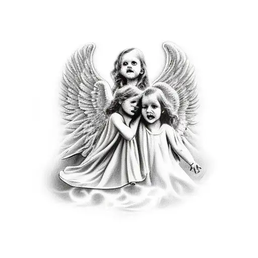 2 angels with heaven gates below tattoo design idea