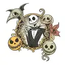 nightmare before Christmas characters tattoo design idea