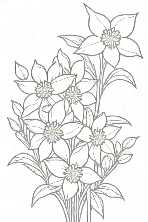really simple bouquet with daffodils and daisies  tattoo design idea