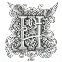 alphabet E and H  tattoo design idea