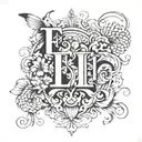 alphabet E and H  tattoo design idea