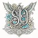 alphabet E and H  tattoo design idea