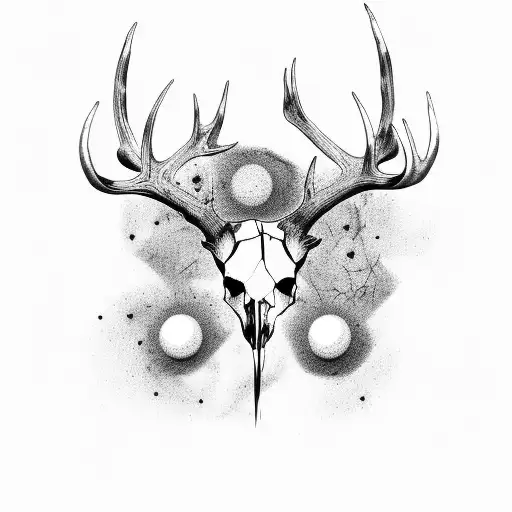 Dotwork Deer Skull With Black Eyes Tattoo Idea  BlackInk