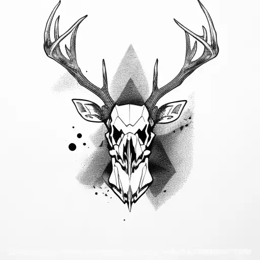 deer skull with black eyes tattoo design idea