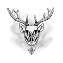 deer skull with black eyes tattoo design idea
