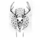 deer skull with black eyes tattoo design idea