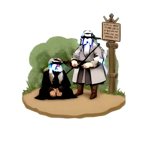 Gandalf and earth Vader playing DnD tattoo design idea