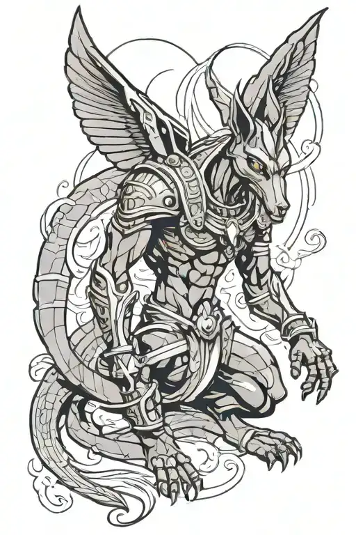 Anubis power power tattoo design idea
