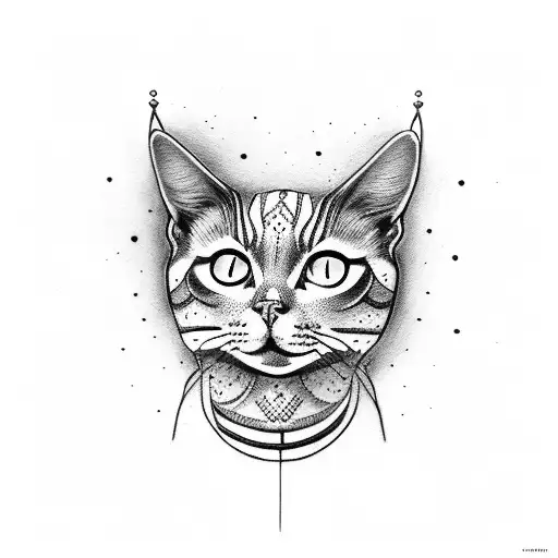 two head egyptian cat tattoo design idea