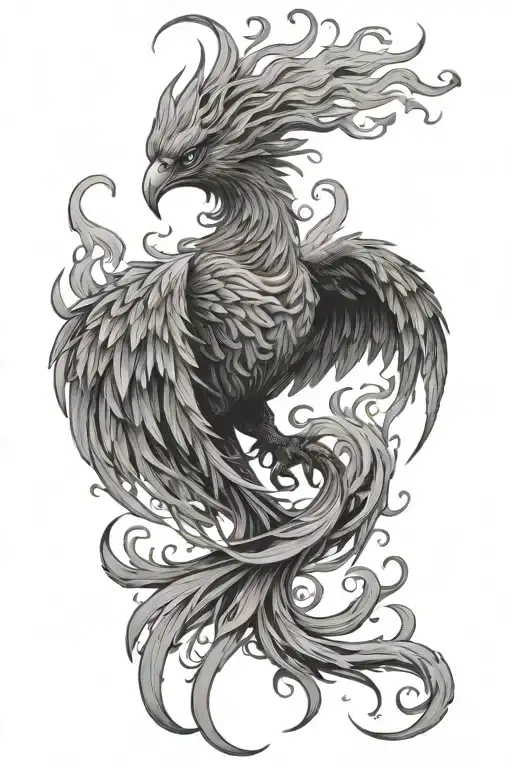 phoenix rising in flames tattoo design idea