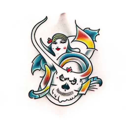 husband & wife soulmate love eternal  tattoo design idea