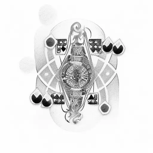 Design a tattoo featuring poker cards, craps table, and roulette wheel tattoo design idea