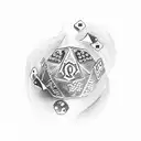 Design a tattoo featuring a pair of aces, craps dice, and a roulette wheel tattoo design idea