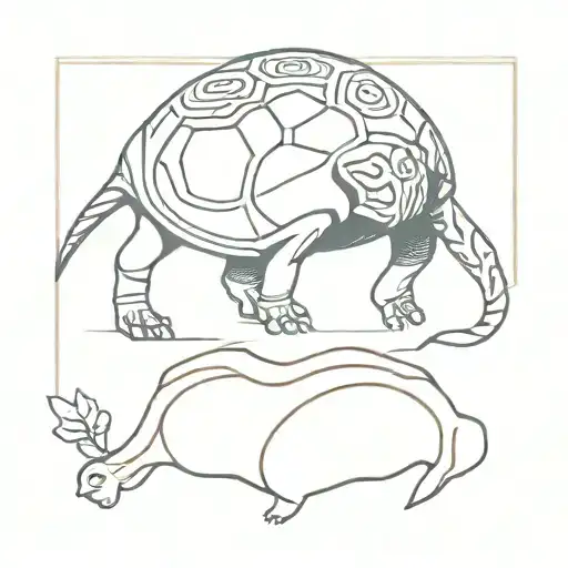 Māori turtle with an tiger, an rabbit, an ruster and an ox inside  tattoo design idea