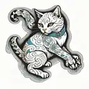 cat with wrapping tail wrapped tattoo design idea