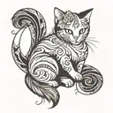 cat with wrapping tail wrapped tattoo design idea