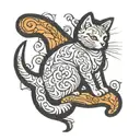 cat with wrapping tail wrapped tattoo design idea