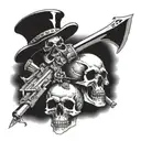 skull and weapons tattoo design idea