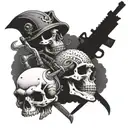 skull and weapons tattoo design idea