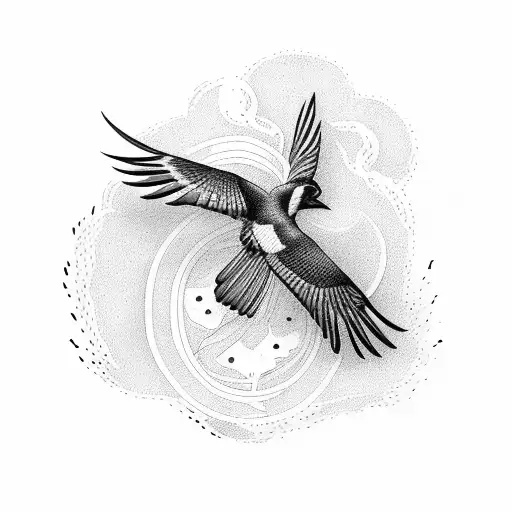 magpie flying tattoo design idea