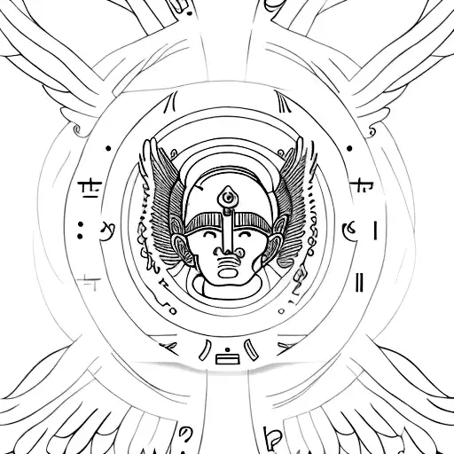 A minimalist design featuring the Greek god of protection with angel numbers incorporated into the artwork. tattoo design idea