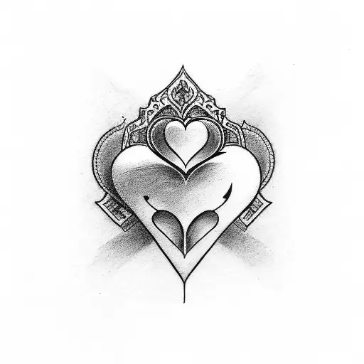 playing card with 3 of hearts tattoo design idea