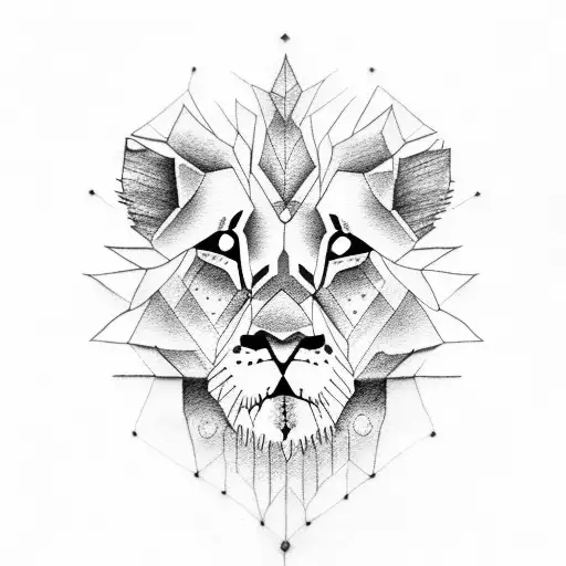baby lion sleeping in moon tattoo design idea