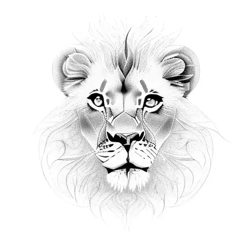 baby lion tattoo design idea