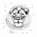 baby lion sleeping in moon tattoo design idea