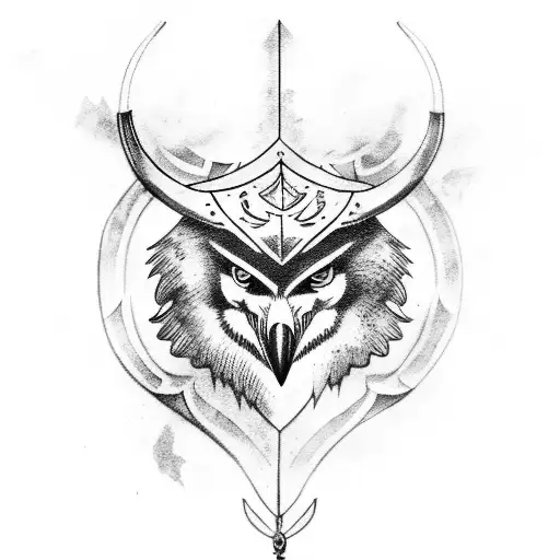 Crow, arrow, wolves, sleeve, Viking, tattoo design idea