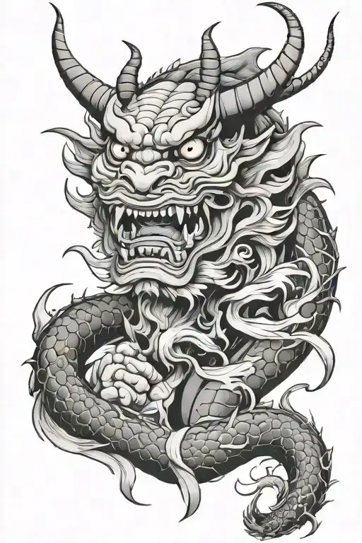 Hannya with Dragon tattoo design idea